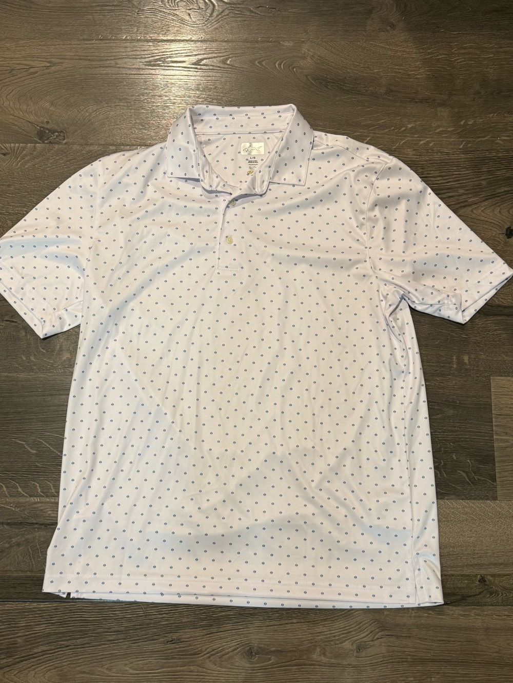 Greg Norman Collection White Polo with Navy Blue